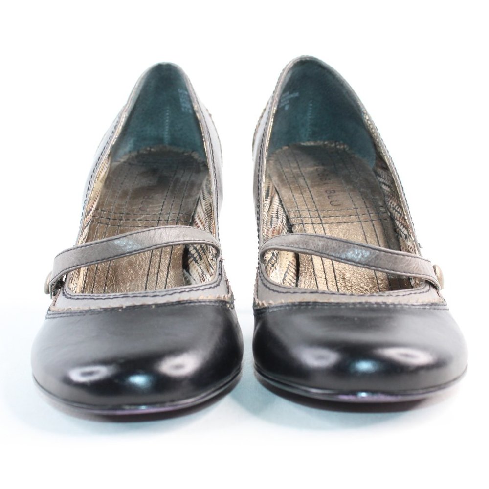Bobbi Blu Anthropologie Black Leather Cap Heels - Picture 4 of 12